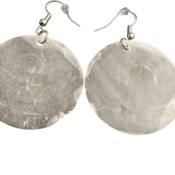 Upcycled Shell Round Boho Earrings - Picture 1 of 4